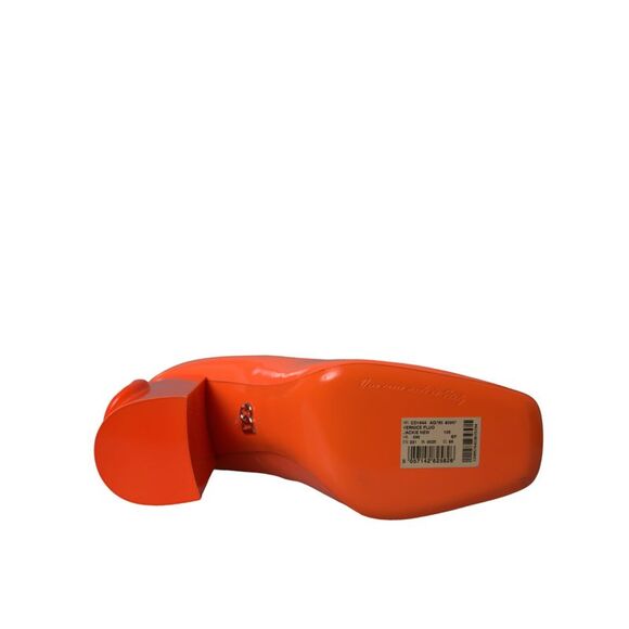 Dolce & Gabbana Orange Patent Leather Logo Heels Pumps Women's Shoes - Picture 6 of 6